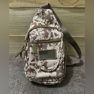 East West U.S.A. Tactical Sling Bag Biege Digital Camo Crossbody Trail Utility